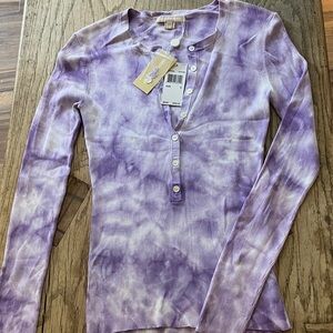 Michael Kors Lavender Tie-Dye Long Sleeve Top